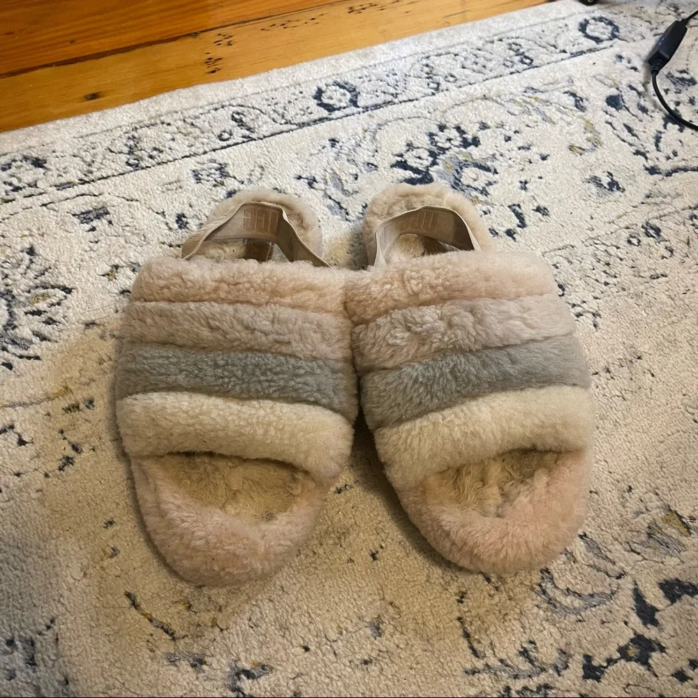 UGG Kids Fluff Yeah Slide (Little Kid/Big Kid) Girls Shoes Quartz Multi Size 6